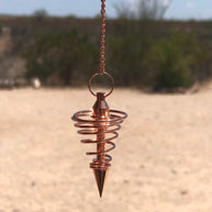 Copper Metal Light Weight Spiral Cone Point Pendulum. Healing Dowsing Reiki Pendulum for Divination and Chakra Balancing