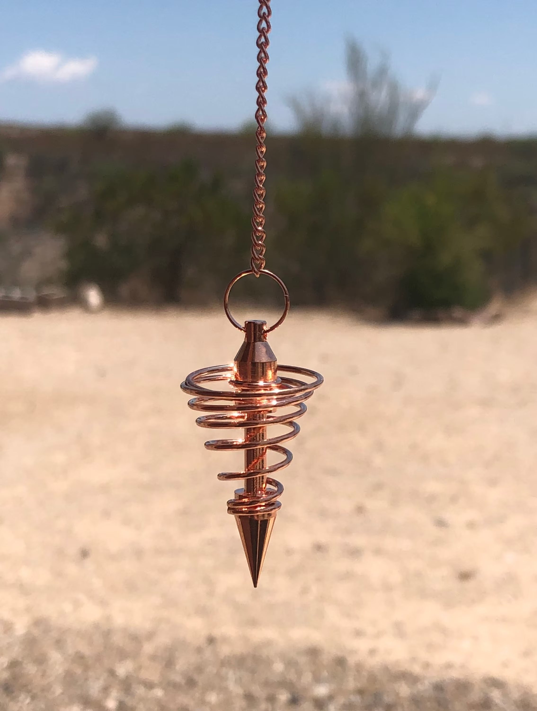 Copper Metal Light Weight Spiral Cone Point Pendulum. Healing Dowsing Reiki Pendulum for Divination and Chakra Balancing