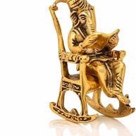Brass 3D Moving Lord Ganesha Statue Sitting on A Chair and Reading Ramayan