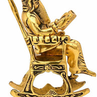 Brass 3D Moving Lord Ganesha Statue Sitting on A Chair and Reading Ramayan