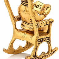 Brass 3D Moving Lord Ganesha Statue Sitting on A Chair and Reading Ramayan