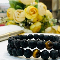 Natural Lava Stone Beads Stretchable Bracelet