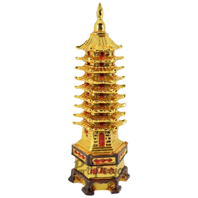 Feng Shui Golden Education Tower for Student Study Table Remedy for Academic and Education Good Luck for Children