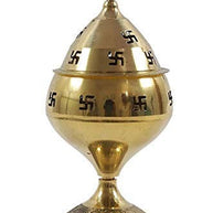 Pure Brass Handicraft Om & Swastik Designed Diya (Height: 5.5 Inches) for Home Temple, Pooja, Diwali and Gift