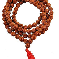 Men's and Women's 5 Mukhi/Faced 108+1 Beads Rudraksha Jaap Mala, Natural and Certified for Positive Effect (Brown, 6 mm)