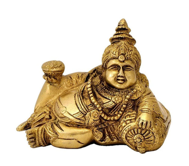 Lord Kuber Brass Murti Statue | Hindu God Kubera For Wealth | To Keep at Tijori, Locker, Safe, North, Temple at Home & Office (Size 5 x 3 inches)