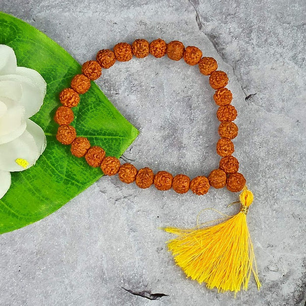 Natural Rudraksha Bracelet 8 mm Bead for Unisex (Colour : Brown)