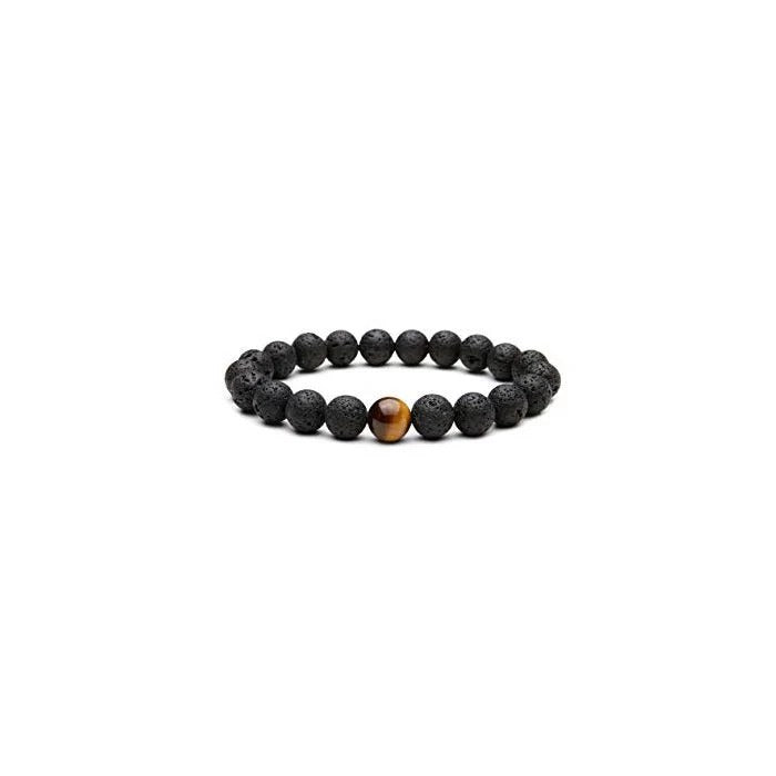 Natural Lava Stone Beads Stretchable Bracelet