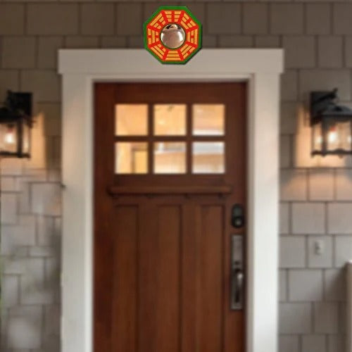 Feng Shui Chinese Convex Vastu Bagua(Pa Kua) Mirror For Positive(Chi) Energy | Wall/Door Decor For Protection,Wood, Multicolour.