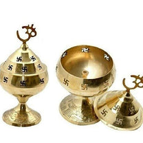 Pure Brass Handicraft Om & Swastik Designed Diya (Height: 5.5 Inches) for Home Temple, Pooja, Diwali and Gift