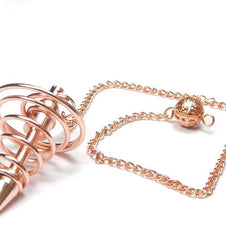 Copper Metal Light Weight Spiral Cone Point Pendulum. Healing Dowsing Reiki Pendulum for Divination and Chakra Balancing