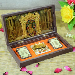 Gold Plated Hanumanji Photo Frame with Charan Paduka For Pooja And Gift