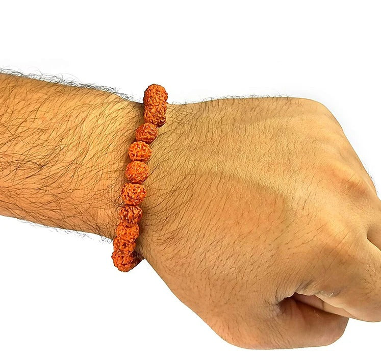 Natural Rudraksha Bracelet 8 mm Bead for Unisex (Colour : Brown)