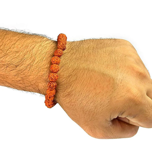 Natural Rudraksha Bracelet 8 mm Bead for Unisex (Colour : Brown)