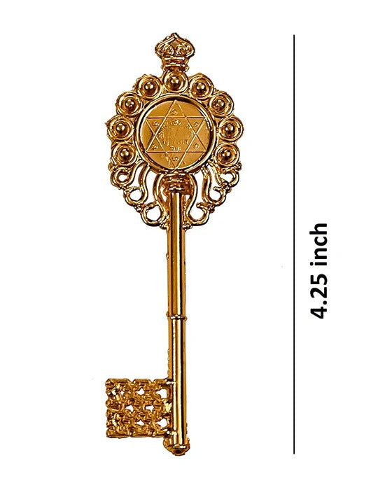 Bronze Kuber Kunji Key With Kuber Statue Original Vastu Fengshui for Wealth & Prosperity (Yellow)