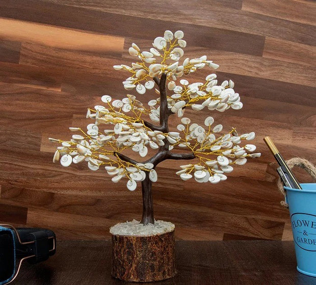 Natural & Original Gomti Chakra Tree for Good Luck & Prosperity (100 Beads Approx) Decorative Showpiece - 20 cm (Stone, Multicolor)