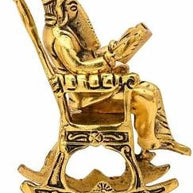 Brass 3D Moving Lord Ganesha Statue Sitting on A Chair and Reading Ramayan