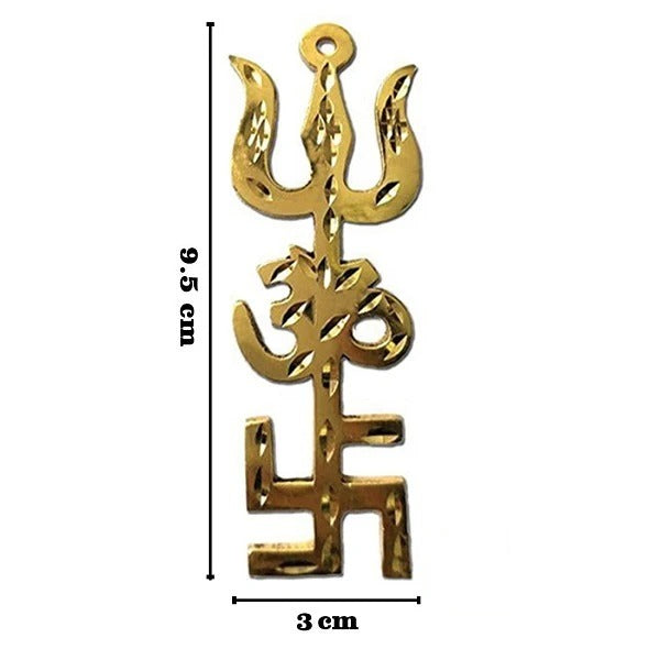 Brass Swastik Om Trishul Trishakti Yantra Main Door Entrance Protection Vastu
