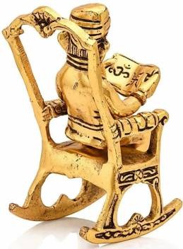 Brass 3D Moving Lord Ganesha Statue Sitting on A Chair and Reading Ramayan