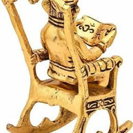 Brass 3D Moving Lord Ganesha Statue Sitting on A Chair and Reading Ramayan