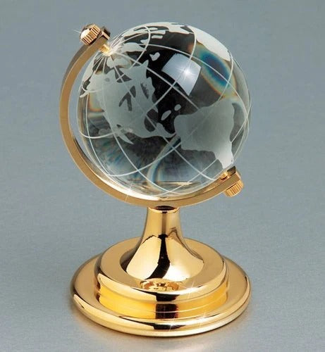 Feng Shui Crystal Globe With Golden Stand For Good Luck