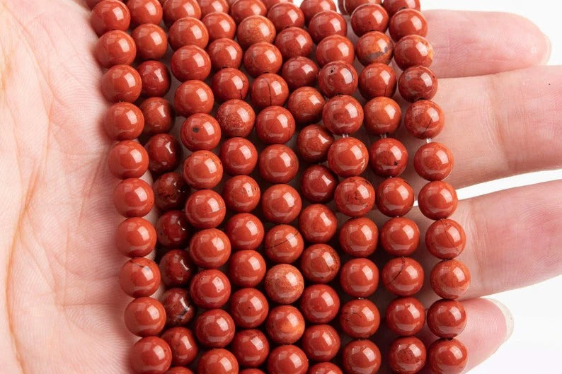 Natural Red Jasper 8mm Round Beads – Natural Crystal Strand for Jewelry Making