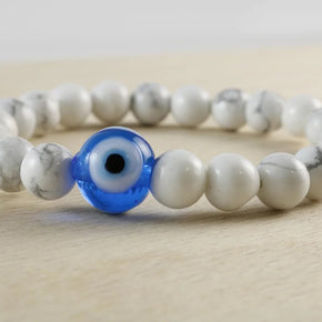 Howlite Beads With Blue Evil Eye Bracelet For Protection Healing