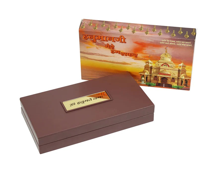 Gold Plated Hanumanji Photo Frame with Charan Paduka For Pooja And Gift