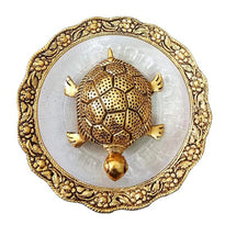 Golden Glass Plate Feng Shui Metal Tortoise, Kachua Plate, Turtle Plate Yantra Vastu Feng Sui | Vaastu Yantra(5.5 inch)