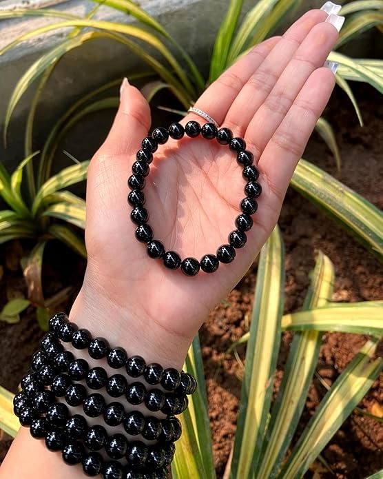 Natural Black Tourmaline Bracelet for Men, Women, Boys, Girls, Strong Protection from Negativity Energy