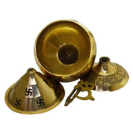 Pure Brass Handicraft Om & Swastik Designed Diya (Height: 5.5 Inches) for Home Temple, Pooja, Diwali and Gift