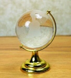 Feng Shui Crystal Globe With Golden Stand For Good Luck
