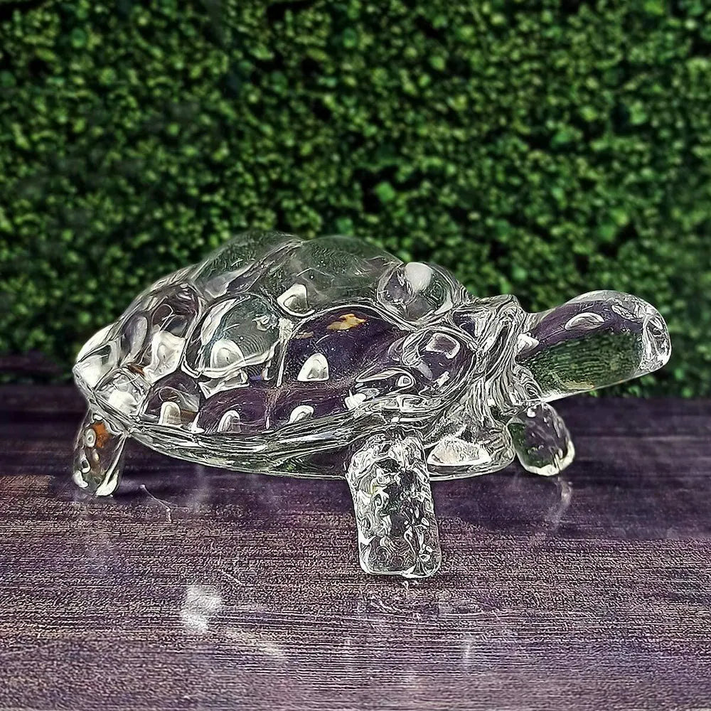 kachua Plate Glass Crystal Turtle Tortoise with Plate for Feng Shui and Vastu Best Gift for Good Luck Original (Glass Crystal)